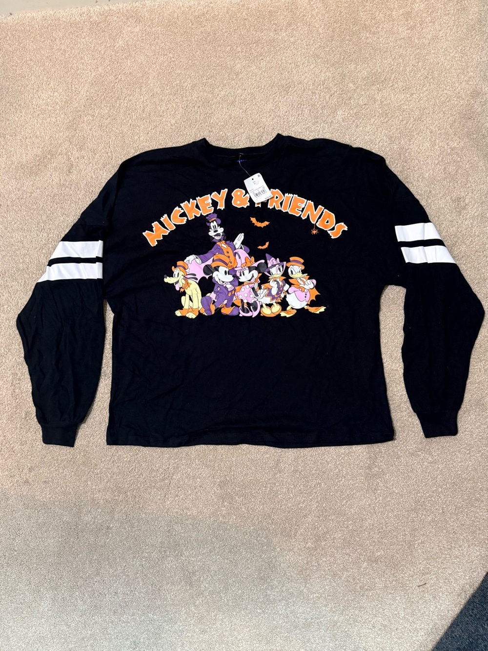 Disney Mickey & Friends Long Sleeve Oversized Boo Crew Graphic Tee Size XS